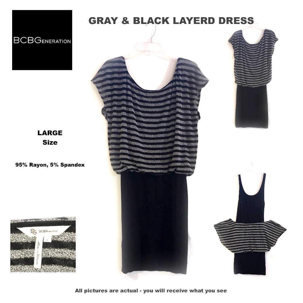 BCBGenaration GRAY & BLACK DRESS - Picture 2 of 6